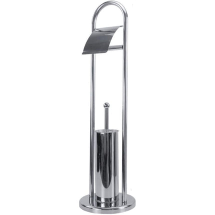Piantana porta rotolo e scopino da terra per wc in metallo arredo bagno - enzoled