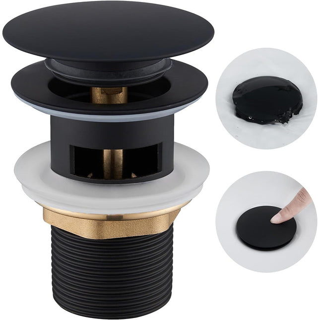 Piletta di scarico universale 1/4 nera per lavandino bidet pop-up tappo click clack a pressione - enzoled