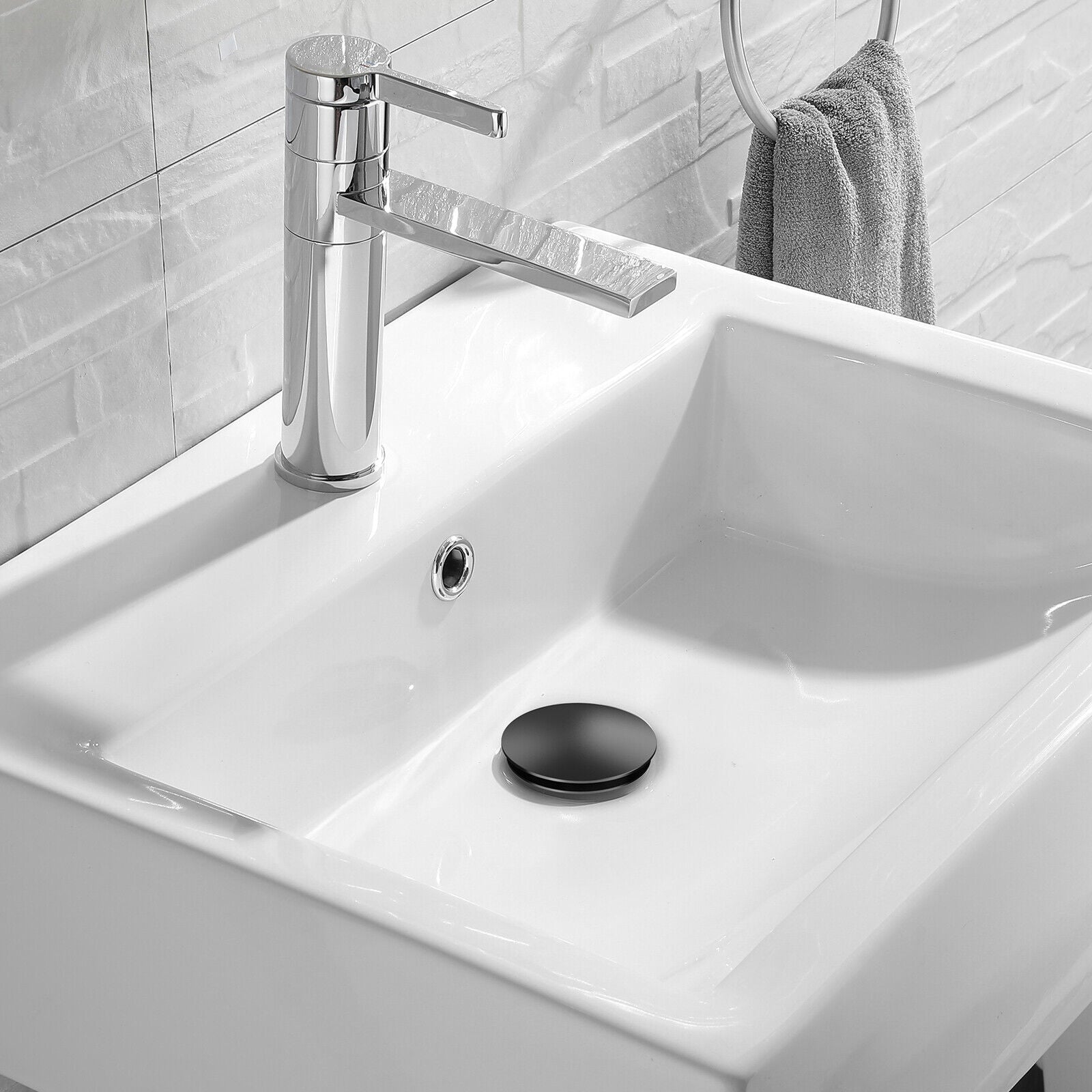 Piletta di scarico universale 1/4 nera per lavandino bidet pop-up tappo click clack a pressione - enzoled