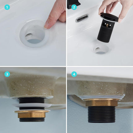 Piletta di scarico universale 1/4 nera per lavandino bidet pop-up tappo click clack a pressione - enzoled