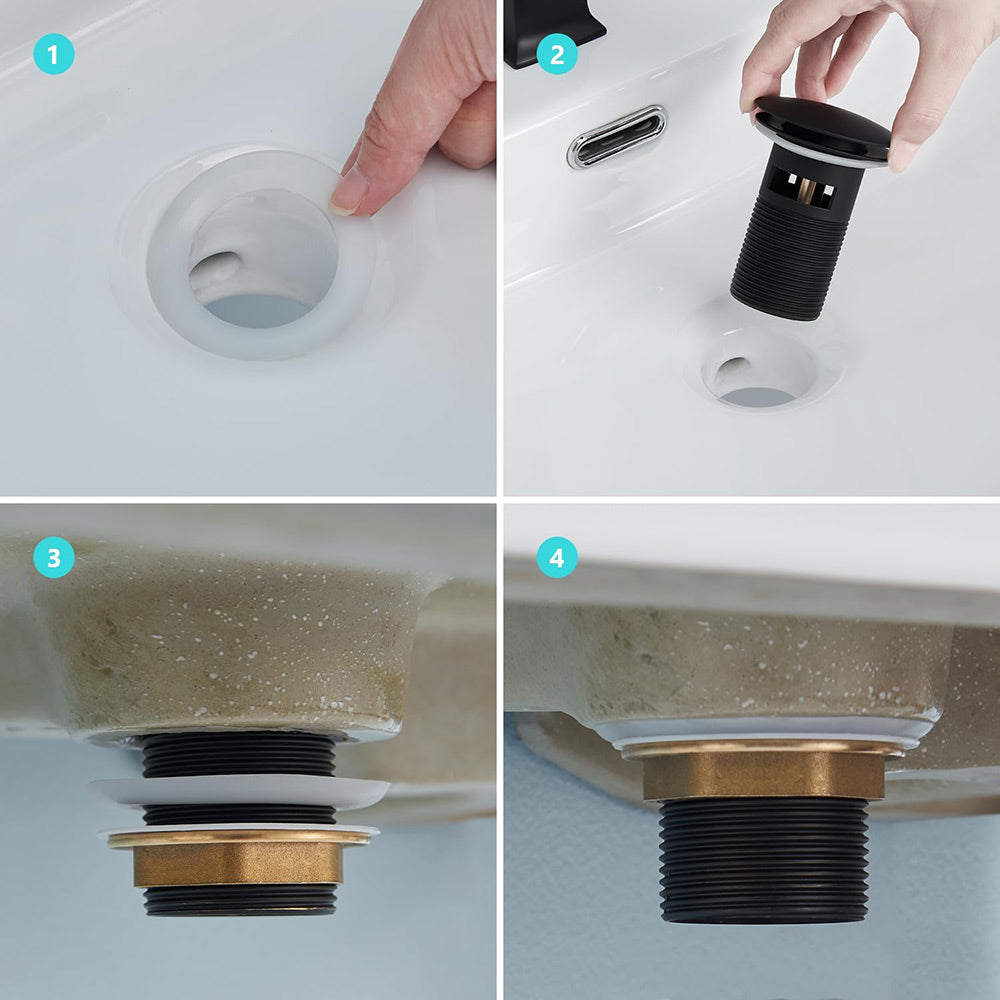 Piletta di scarico universale 1/4 nera per lavandino bidet pop-up tappo click clack a pressione - enzoled