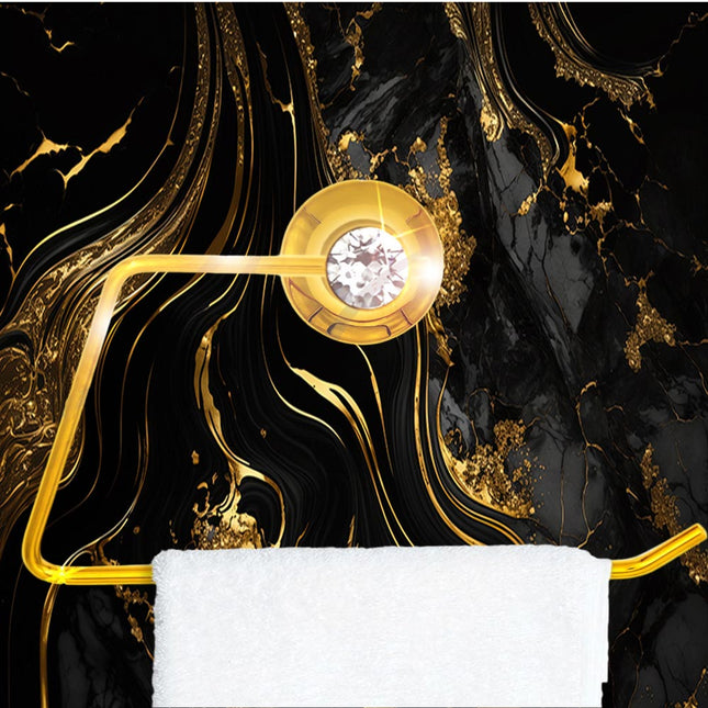 Porta asciugamano anello aperto da Bagno da Muro in acciaio oro con punto luce cristallo in acrilico accessori bagno - enzoled