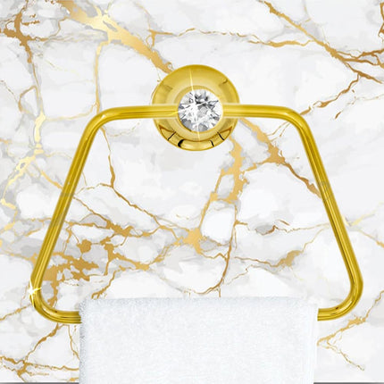 Porta asciugamano anello quadrato da Bagno da Muro in acciaio oro con punto luce cristallo in acrilico accessori bagno - enzoled