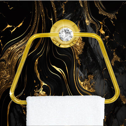 Porta asciugamano anello quadrato da Bagno da Muro in acciaio oro con punto luce cristallo in acrilico accessori bagno - enzoled