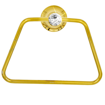 Porta asciugamano anello quadrato da Bagno da Muro in acciaio oro con punto luce cristallo in acrilico accessori bagno - enzoled