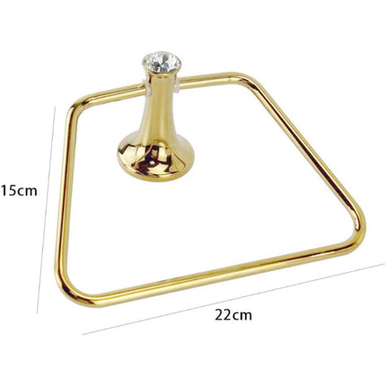 Porta asciugamano anello quadrato da Bagno da Muro in acciaio oro con punto luce cristallo in acrilico accessori bagno - enzoled