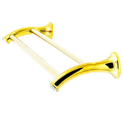 Porta asciugamano doppio portasalviette da Bagno da Muro in acciaio oro con punto luce cristallo in acrilico accessori bagno - enzoled