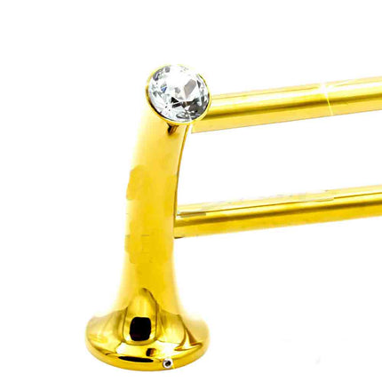 Porta asciugamano doppio portasalviette da Bagno da Muro in acciaio oro con punto luce cristallo in acrilico accessori bagno - enzoled