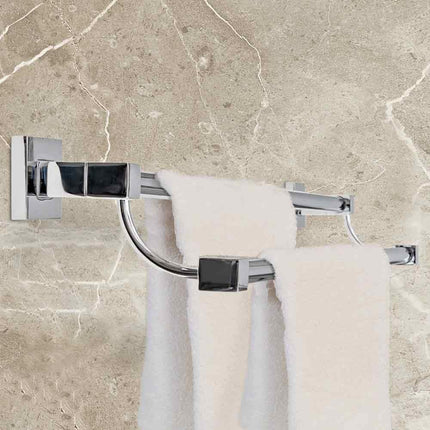 Porta asciugamano doppio portasalviette da muro in acciaio fissaggio con viti o senza viti porta asciugamani arredo bagno - enzoled