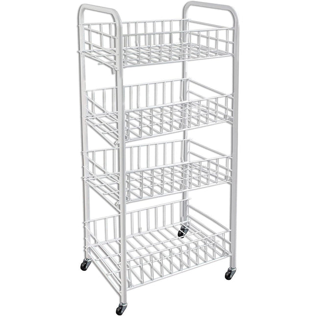 Carrello in metallo da bagno portaoggetti a 4 ripiani con ruote - enzoled