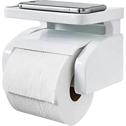 Porta rotolo per carta igienica con ripiano da parete con ventosa portarotolo con mensola da muro accessorio da bagno - enzoled