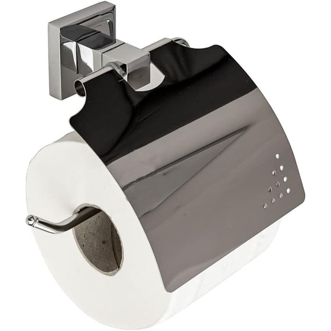 Porta rotolo per carta igienica da muro con coperchio basculante in acciaio fissaggio con viti o senza viti arredo bagno - enzoled