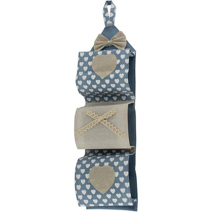Portarotolo in tessuto da appendere 3 posti porta rotoli carta igienica da muro stile shabby chic bagno - enzoled