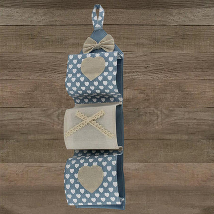 Portarotolo in tessuto da appendere 3 posti porta rotoli carta igienica da muro stile shabby chic bagno - enzoled