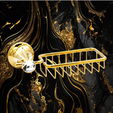 Porta sapone da Muro porta saponetta bagnoschiuma in acciaio oro con punto luce cristallo in acrilico accessori bagno - enzoled
