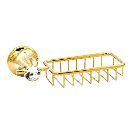 Porta sapone da Muro porta saponetta bagnoschiuma in acciaio oro con punto luce cristallo in acrilico accessori bagno - enzoled