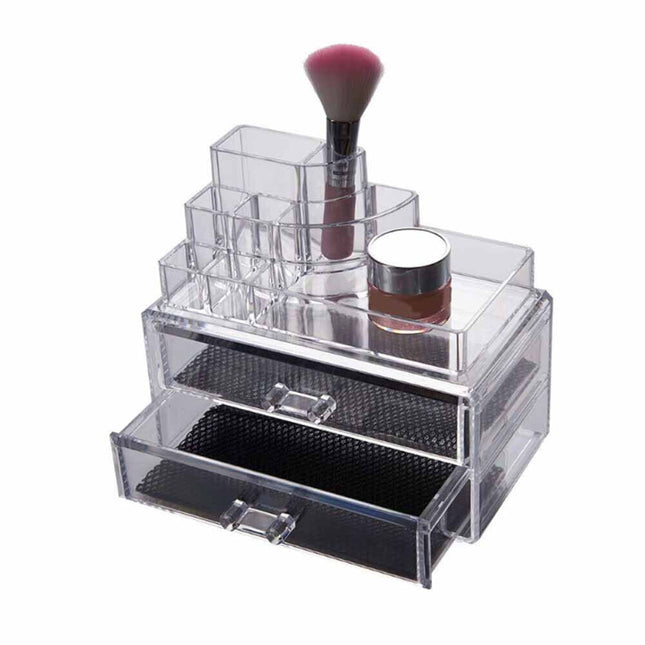 Organizer cosmetici con cassetti per trucchi e pennelli scatola trasparente 8 scomparti organizzatore portatrucchi - enzoled