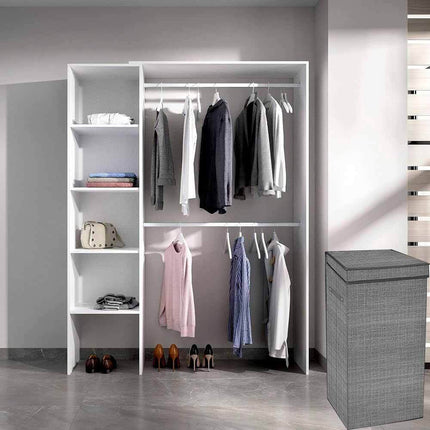 Portabiti pieghevoli in tessuto, beige o grigio, per armadio e lavanderia scatola contenitore cesto portabiancheria salvaspazio per abiti organizer - enzoled