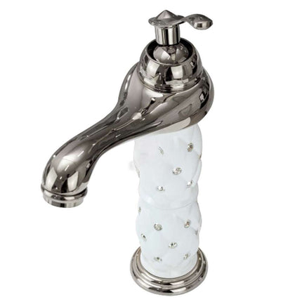 Rubinetto per lavabo con brillantini miscelatore bagno monoforo argento canna bassa o alta modello Diamante - enzoled