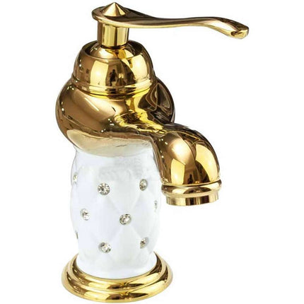 Rubinetto per lavabo con brillantini miscelatore bagno monoforo oro canna bassa o alta modello Diamante - enzoled