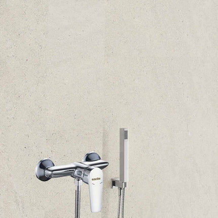 Miscelatore da bagno moderno a parete rubinetto orientabile per doccia modello Cube - enzoled