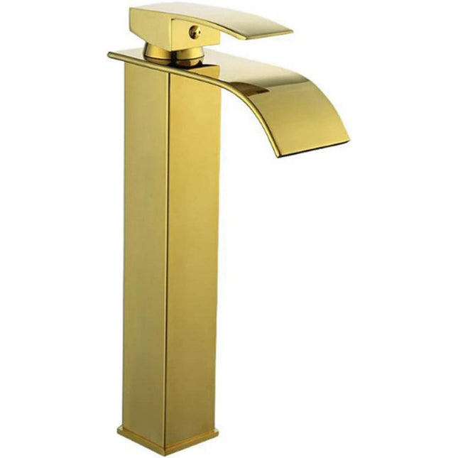 Rubinetto da bagno a canna alta per lavabo bidet miscelatore moderno per lavandino oro modello cascata - enzoled