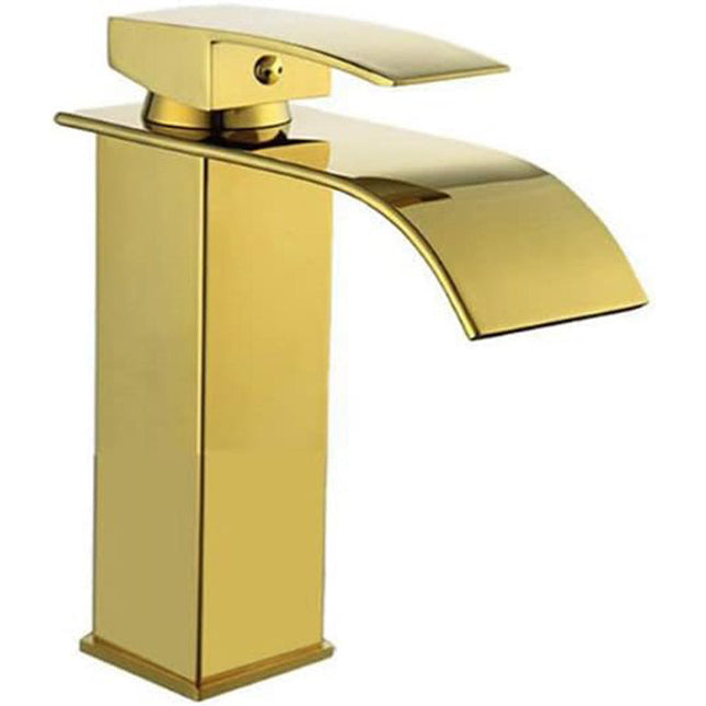 Rubinetto da bagno a canna bassa per lavabo bidet miscelatore moderno per lavandino oro modello cascata - enzoled