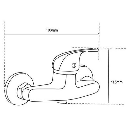 Rubinetto da parete per doccia con attacco ½” per tubo flessibile doccetta miscelatore monocomando  cromato lucido modelloBari - enzoled