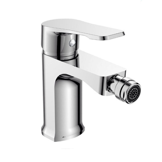 Rubinetto per bagno moderno miscelatore orientabile design quadrato per bidet in ottone cromato lucido modello Allure - enzoled