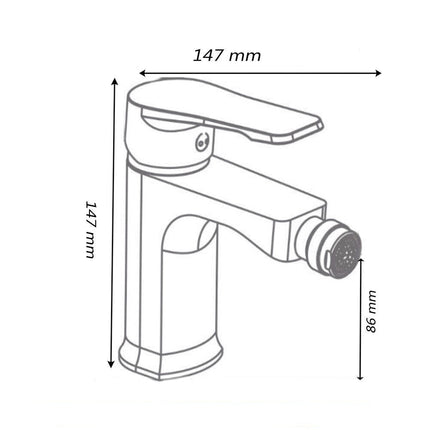 Rubinetto per bagno moderno miscelatore orientabile design quadrato per bidet in ottone cromato lucido modello Allure - enzoled