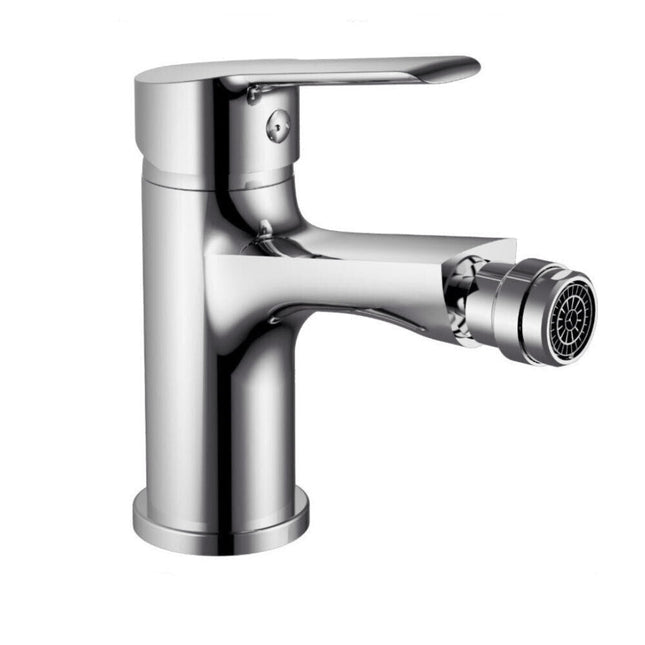 Rubinetto per bagno moderno miscelatore orientabile per bidet in ottone cromato lucido modello Roll - enzoled