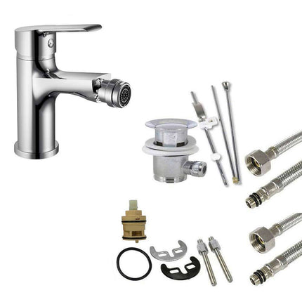 Rubinetto per bagno moderno miscelatore orientabile per bidet in ottone cromato lucido modello Roll - enzoled