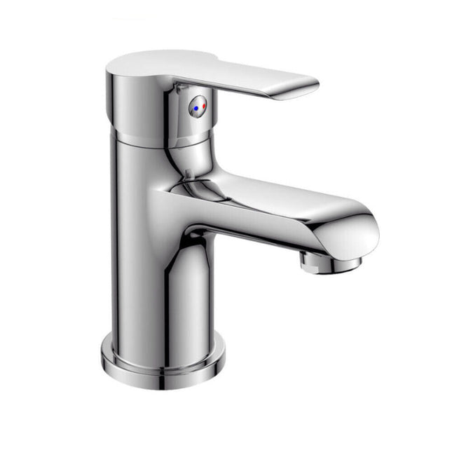 Rubinetto per bagno moderno miscelatore orientabile per lavabo  in ottone cromato lucido modello Roll - enzoled