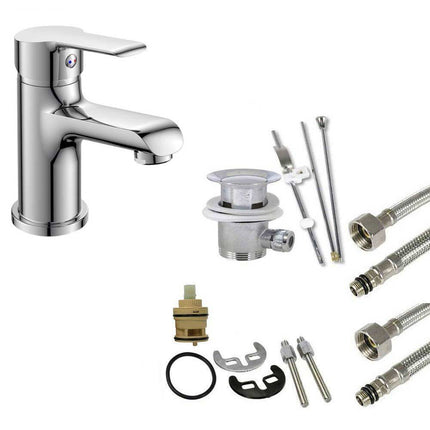 Rubinetto per bagno moderno miscelatore orientabile per lavabo  in ottone cromato lucido modello Roll - enzoled