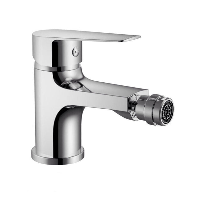 Rubinetto per bagno moderno miscelatore orientabile quadrato per bidet in ottone cromato lucido modello Cube - enzoled