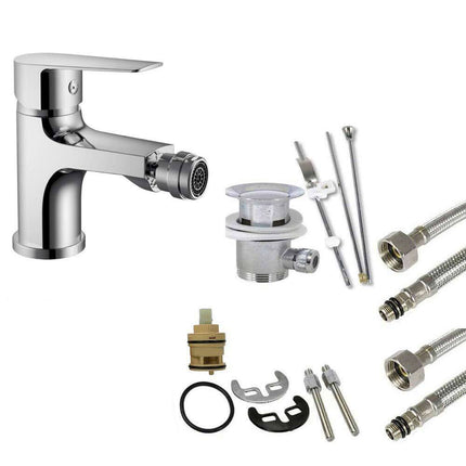 Rubinetto per bagno moderno miscelatore orientabile quadrato per bidet in ottone cromato lucido modello Cube - enzoled