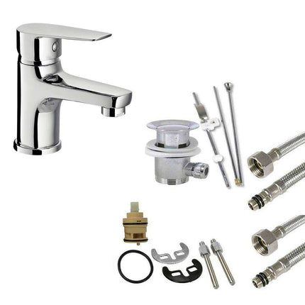 Rubinetto per bagno moderno miscelatore orientabile quadrato per lavabo  in ottone cromato lucido modello Cube - enzoled