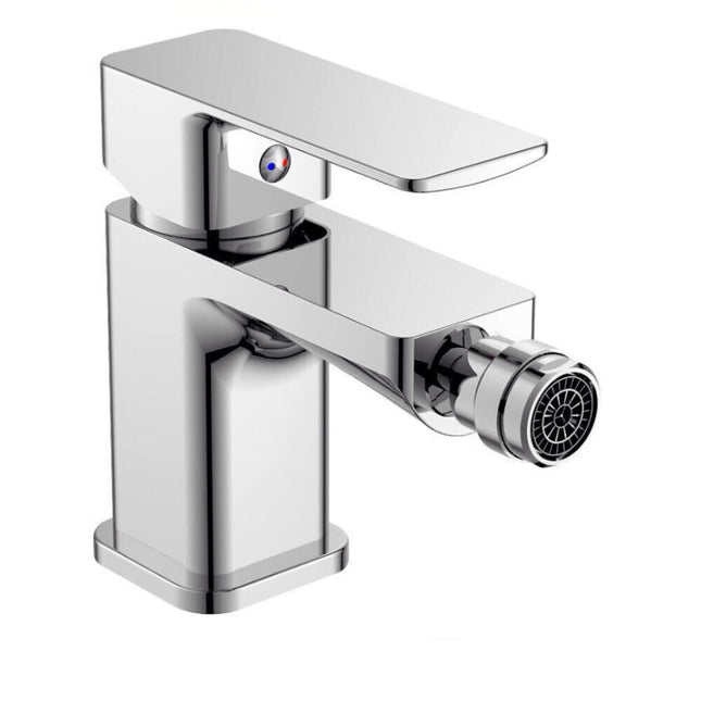Rubinetto per bagno moderno quadrato miscelatore orientabile per bidet in ottone cromato lucido modello Shape - enzoled