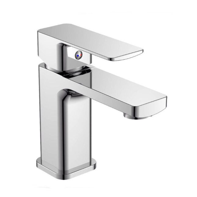 Rubinetto per bagno moderno quadrato miscelatore orientabile per lavabo in ottone cromato lucido modello Shape - enzoled