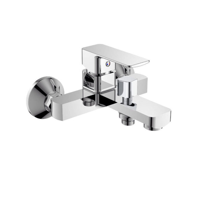 Rubinetto per bagno moderno quadrato miscelatore orientabile per vasca in ottone cromato lucido modello Shape - enzoled