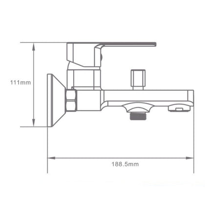 Rubinetto per bagno moderno quadrato miscelatore orientabile per vasca in ottone cromato lucido modello Shape - enzoled