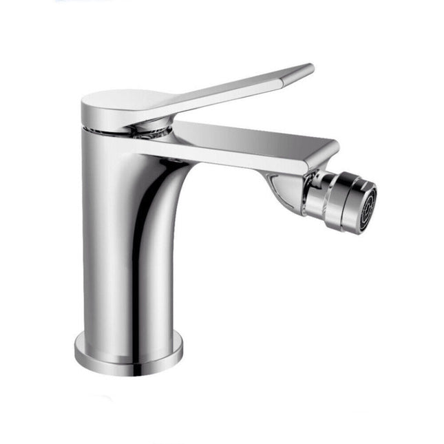 Rubinetto per bagno moderno stilizzato miscelatore orientabile bidet in ottone cromato lucido modello Sky - enzoled