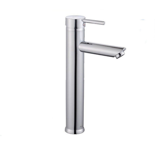 Rubinetto per bagno ultra moderno cromato lucido miscelatore lavabo a canna alta modello Ray Silver - enzoled