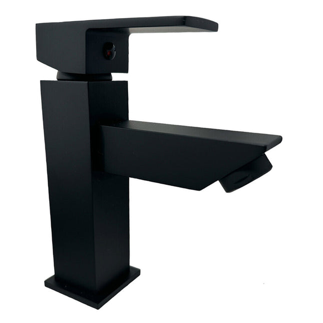 Rubinetto per bagno ultra moderno di forma quadrata miscelatore orientabile lavabo nero opaco modello Firenze - enzoled