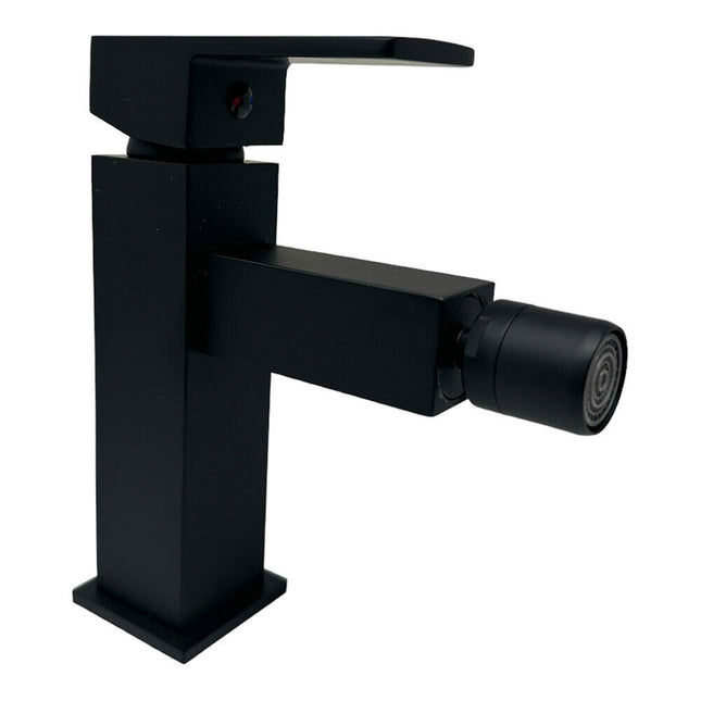 Rubinetto per bagno ultra moderno di forma quadrata miscelatore orientabile per bidet nero opaco modello Firenze - enzoled