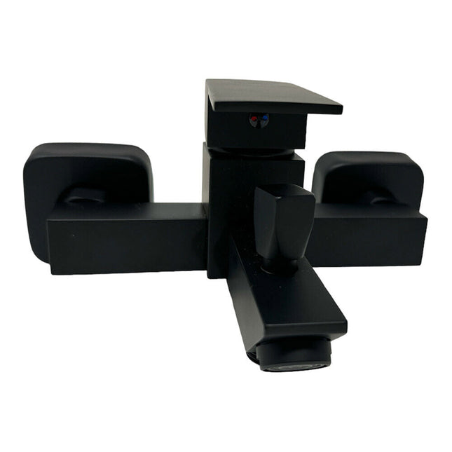 Rubinetto per bagno ultra moderno di forma quadrata miscelatore orientabile per vasca da bagno nero opaco modello Firenze - enzoled
