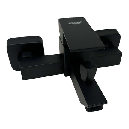 Rubinetto per bagno ultra moderno di forma quadrata miscelatore orientabile per vasca da bagno nero opaco modello Firenze - enzoled