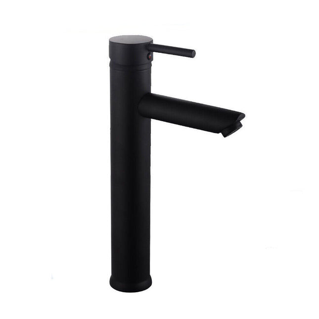 Rubinetto per bagno ultra moderno nero opaco miscelatore lavabo a canna alta modello Ray Black - enzoled