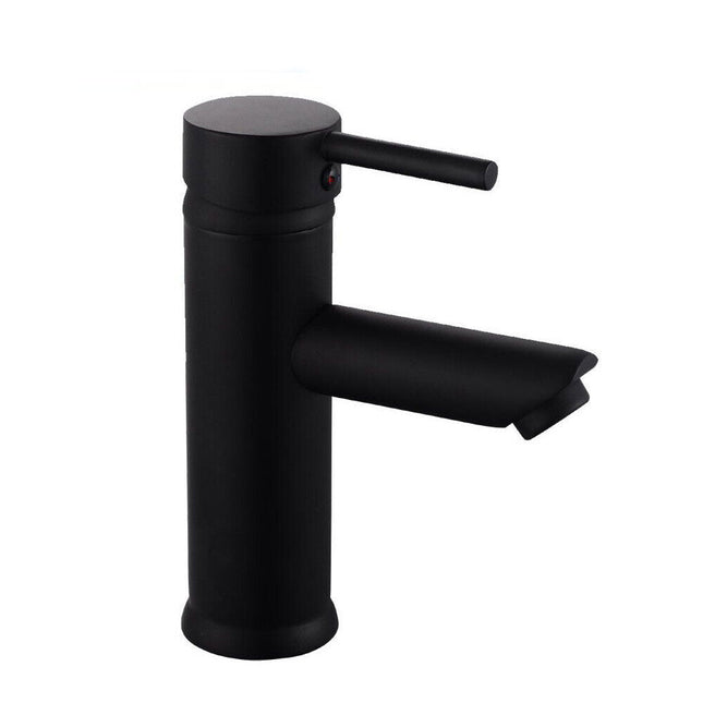 Rubinetto per bagno ultra moderno nero opaco miscelatore lavabo a canna bassa modello Ray Black - enzoled