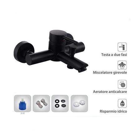 Rubinetto per bagno ultra moderno nero opaco miscelatore per vasca da bagno modello Ray Black - enzoled